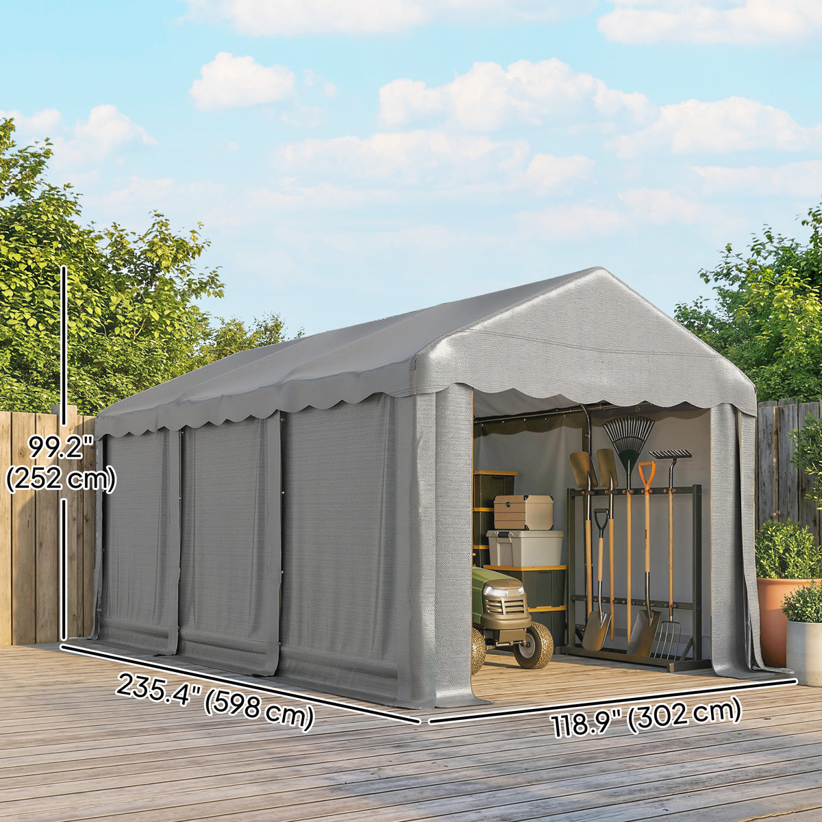 20' x 10' Portable Shed, Outdoor Storage Shed Tent with Roll-up Zipper Door and Removable Sidewalls – view 2