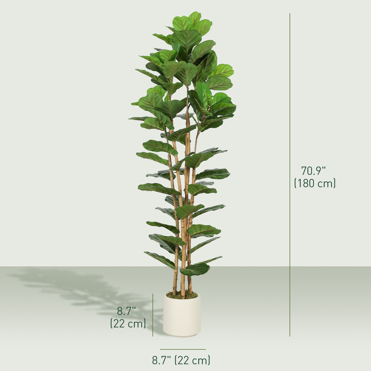 6FT Artificial Fiddle Leaf Fig Tree, Fake Potted Tree with Solid Wood Trunks and Lifelike Leaves for Indoor Decor, Green