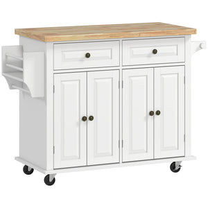 Kitchen Island with Storage, Rolling Trolley Cart with Rubber Wood Top, Spice Rack, Towel Rack, Brown Oak – view 36