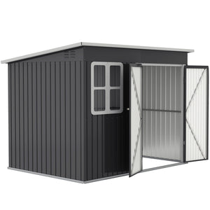 8.5' x 6' Galvanised Steel Outdoor Storage Shed, Garden Shed with Window