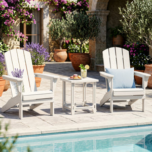 Set of 2 18 Inch Outdoor Adirondack Side Table with Slatted Surface-White view 3