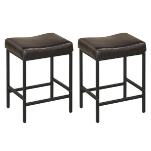 Set of 2 25 Inch Counter Height Bar Chairs for Kitchen Island-Brown