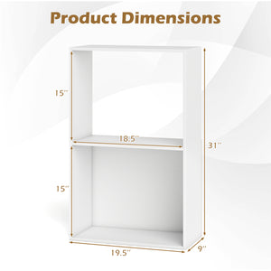 Set of 2 3-Tier Bookshelf with Open Storage Compartment and Freestanding Display Shelf-White view 5