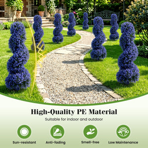Set of 2 Artificial Spiral Topiary Trees with Sun Protection and Ground Spikes-Purple view 6