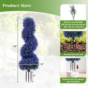 Set of 2 Artificial Spiral Topiary Trees with Sun Protection and Ground Spikes-Purple view 4