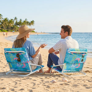Set of 2 Folding Beach Chairs with Sponge Padded Seat for Camping-Navy view 7