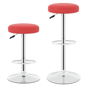 Set of 2 Height-adjustable Swivel Bar Stool with 360° Swivel bar stool-Red