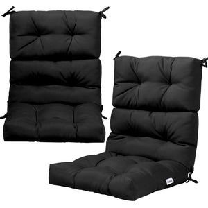 Set of 2 High Back Chair Cushion with Adjustable Height-Black