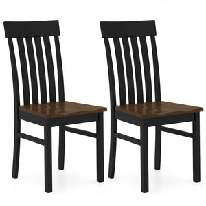 Set of 2 Kitchen Armless Dining Chairs with Slatted High Backrests-Black view 4