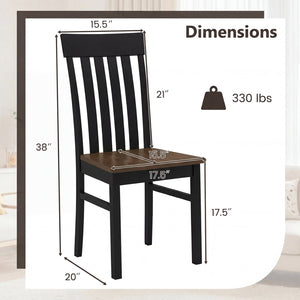 Set of 2 Kitchen Armless Dining Chairs with Slatted High Backrests-Black view 5