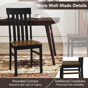 Set of 2 Kitchen Armless Dining Chairs with Slatted High Backrests-Black view 6