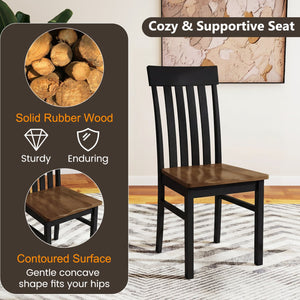 Set of 2 Kitchen Armless Dining Chairs with Slatted High Backrests-Black view 8