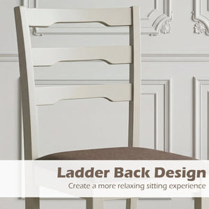 Set of 2 Linen Style Upholstered Dining Chairs with Wood Frames-White view 8