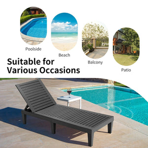 Set of 2 Outdoor Chaise Lounge Chair with 5 Positions Adjustable Backrest-Black view 8