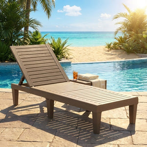 Set of 2 Outdoor Chaise Lounge Chair with 5 Positions Adjustable Backrest-Brown view 3