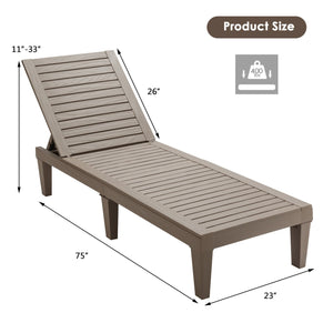Set of 2 Outdoor Chaise Lounge Chair with 5 Positions Adjustable Backrest-Brown view 4