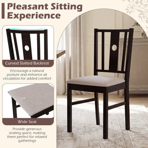 Set of 2 Rubber Wood Kitchen Chairs with Fabric Padded Seat -Coffee view 7