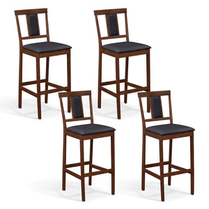 Set of 4 Upholstered Barstool 29.5 Inch Bar Height with Solid Rubber Wood Frame-Walnut