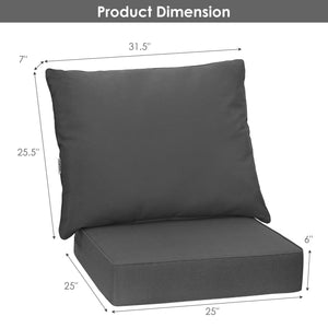 Set of 6 Deep Seat Chair Cushion Pads Set with Rope Belts for Indoor and Outdoor-Gray view 4