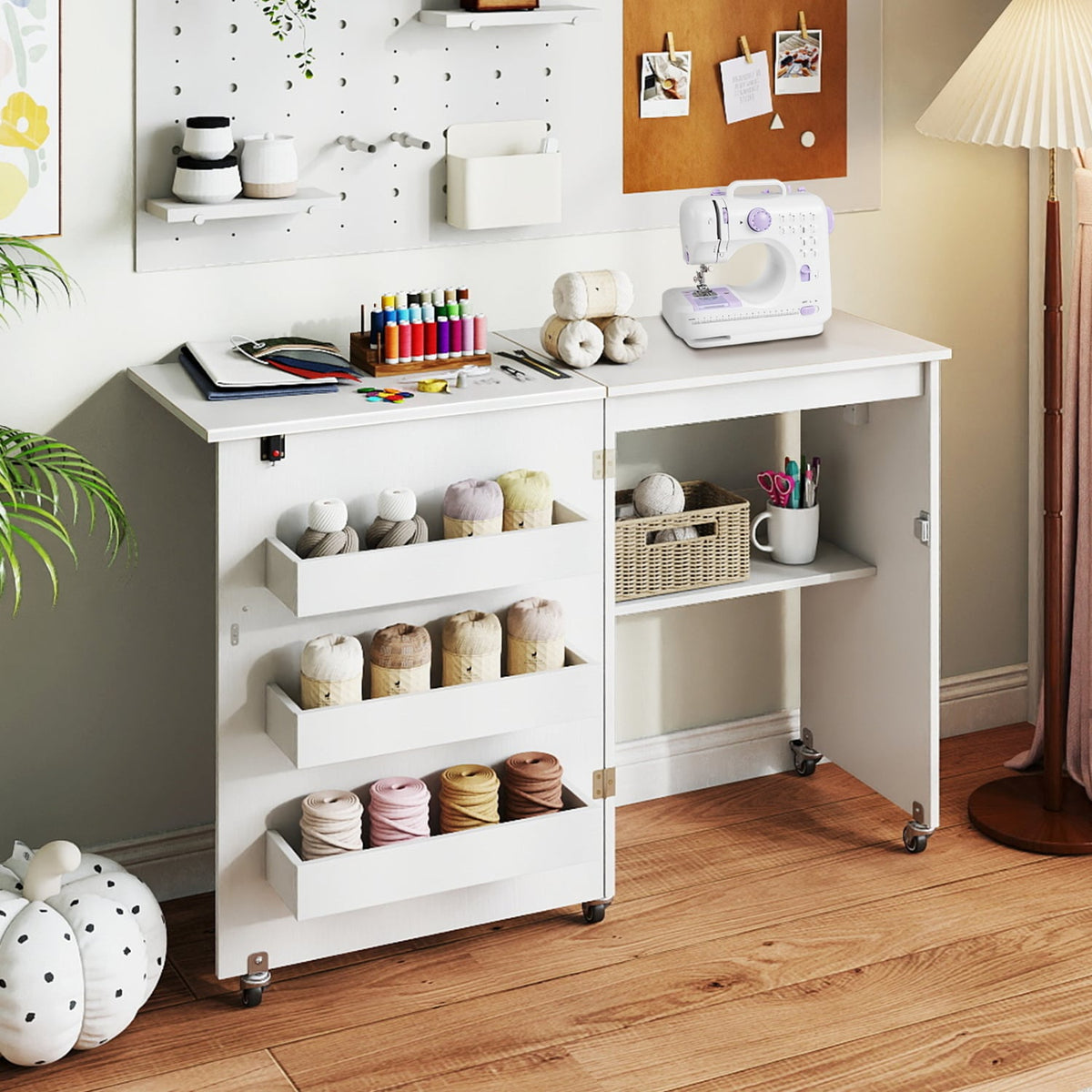 Sewing Machine and Table Set with Charging Station Folding Craft Desk and Beginner Sewing Machine view 2