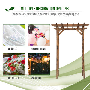 79" Plant Trellis, Arched Garden Arbour with Pergola Style Roof, Fir Wood Frame for Climbing Vines