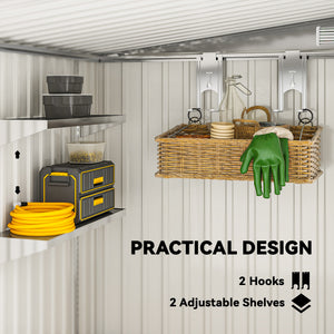 5'x7' Lean to Galvanized Metal Shed with Foundation, Garden Tool Storage House with Sliding Door and 2 – view 18