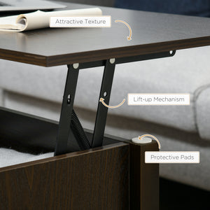 Lift Top Coffee Table, Modern Center Table with Storage Shelves and Hidden Compartment for Living Room – view 5