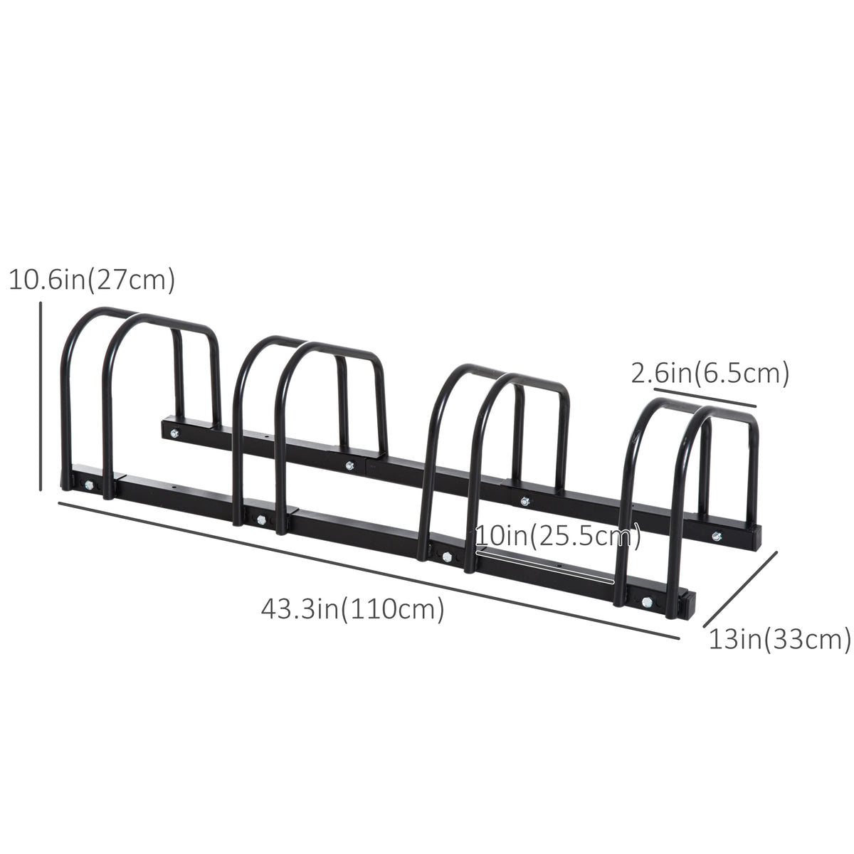 Soozier 4-Bike Bicycle Floor Parking Rack Cycling Storage Stand Garage Organizer for Indoor and Outdoor Use