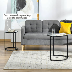 Set of 2 Nesting Coffee Tables with Metal Base, Round Side Table with Tempered Glass Tabletop for Living – view 6