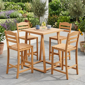Solid Acacia Wood Bar Stools Heavy-duty Outdoor Barstools with 400 LBS Max Load view 5