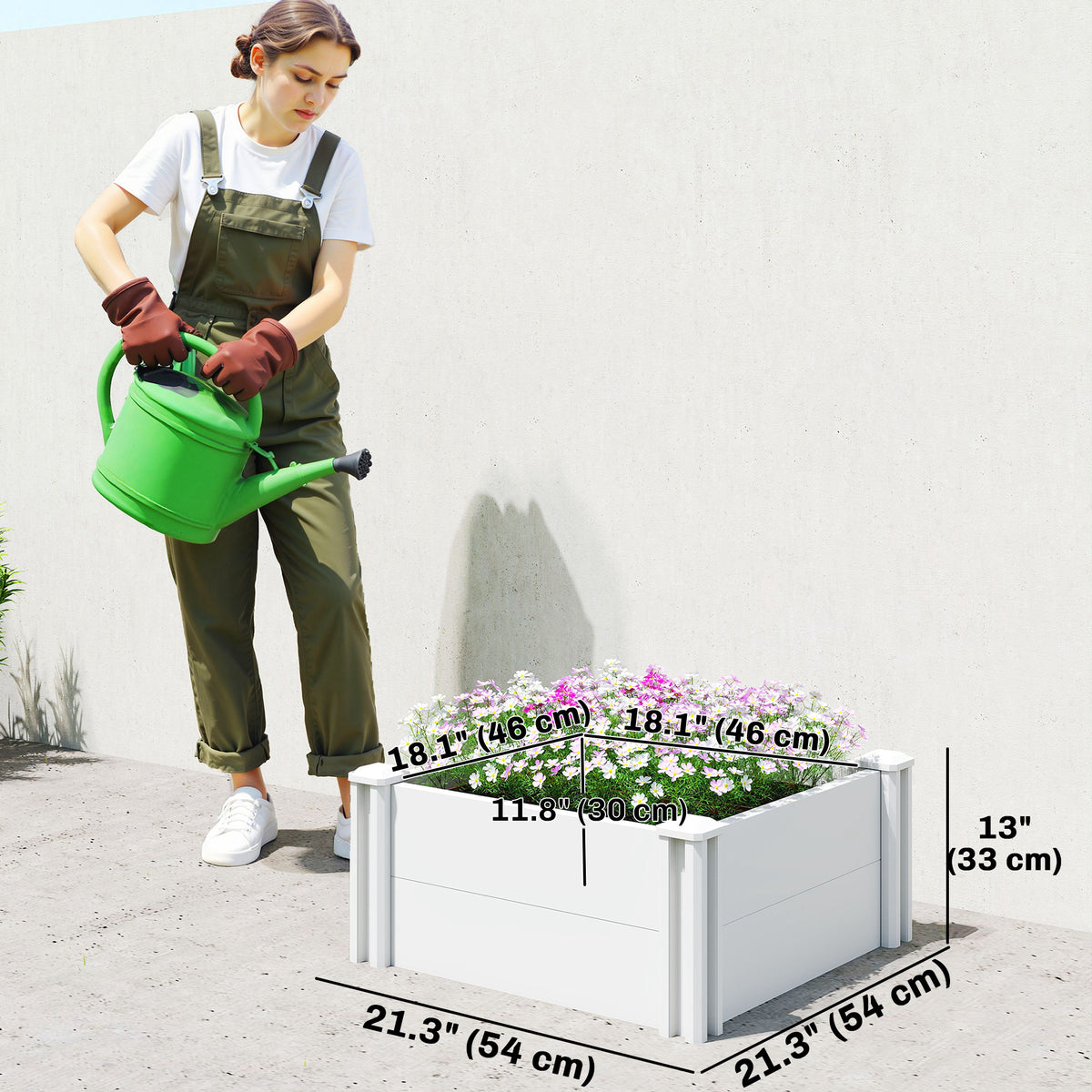 Vinyl Raised Garden Bed Kit, 2 x 2 x 1ft Modular Elevated Garden Box with Slotting Legs and Open Bottom – view 2