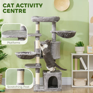 52.5" Cat Tree Tower with Scratching Posts, Cat Condos, Bed, Platforms, Hammocks, for Indoor Cats, Dark Grey – view 10