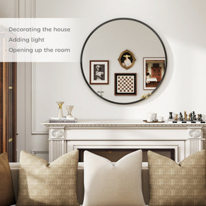 36" Round Mirror, Bathroom Wall Mirror with Metal Frame, Decorative Vanity Mirror for Living Room, Bedroom – view 17