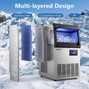 Stainless Steel Spary Ice Maker with 30 LBS Storage Capacity and 80 LBS Per Day view 8