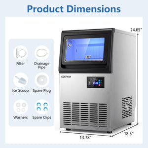 Stainless Steel Spary Ice Maker with 30 LBS Storage Capacity and 80 LBS Per Day view 5