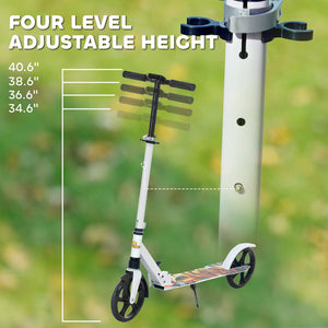 Qaba Kick Scooter for Kids Ages 6-12 with Adjustable Height, Rear-Fender Brake, 200mm Big Wheel, Foldable Design