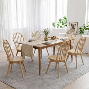 Swivel Windsor Dining Chairs Set of 2 with Solid Rubber Wood Frame-Natural view 5