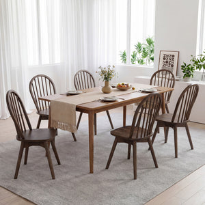 Swivel Windsor Dining Chairs Set of 2 with Solid Rubber Wood Frame-Walnut view 5