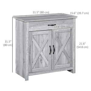 Farmhouse Sideboard Buffet Cabinet, Storage Cabinet with Barn Doors, Grey Grain