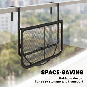 Adjustable Balcony Hanging Railing Table, Metal Mounting Mini Wall Desk Storage Rack – view 4