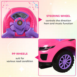 Aosom 3 in 1 Kid Ride on Push Car, Toddlers Sliding Walking Car, with Horn, Music, Light, Parent Control Handle, Secure Bar, Under Seat Storage, for Boy Girl 18-36 Months