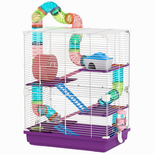 5 Tiers Hamster Cage Portable with Exercise Wheels Play Tube Water Bottle Dishes House Ladder for Gerbils – view 29