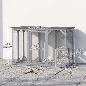 71"L Catio Outdoor Cat Enclosure, Indoor Cat Cage, Pet House, Small Animal Hutch for 1-2 Rabbit, Kitten – view 9