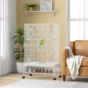 52" Bird Cage with Rolling Stand, Toys, for Budgies Canaries Black – view 14
