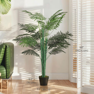 5FT Artificial Palm Tree Set of 2, Fake Tropical Tree with Lifelike Leaves, Faux Plant in Pot for Indoor Decoration, Green