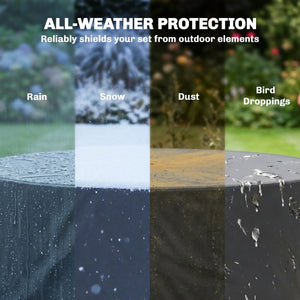 Heavy Duty Outdoor Patio Furniture Cover, Waterproof Round Table Cover for Weather Protection 84.3" Dia. x 27.6"H, Black