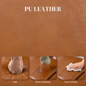 Set of 2 Kitchen Chairs, Button Tufted PU Leather Upholstered Dining Chairs with Rubberwood Legs for Dining Room, Brown