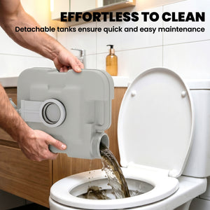 Portable Camping Toilet, Porta Potty with 2.6 Gal Waste Tank & 2.6 Gal Flush Tank, Leak-Proof and Odourless