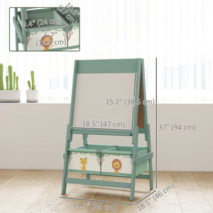 Qaba Art Easel for Kids, Double-Sided Whiteboard & Chalkboard with Paper Roll, 2 Storage Boxes, Gift for Boys, Girls