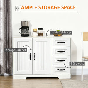 Modern Sideboard Buffet Cabinet with Drawers and Beadboard Door Cupboard Kitchen Storage Cabinet White – view 3